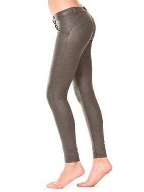 Freddy WR.UP Python Leather Effect Low Rise Skinny Pants Brown Size Medium